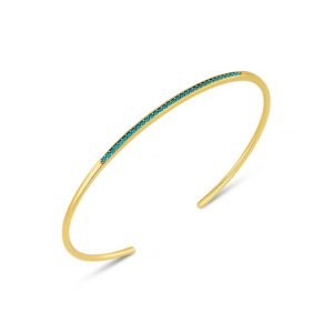 Fine Turquoise Pavé Open Bangle