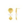 Graduated Shell & Pearl Drop Earrings