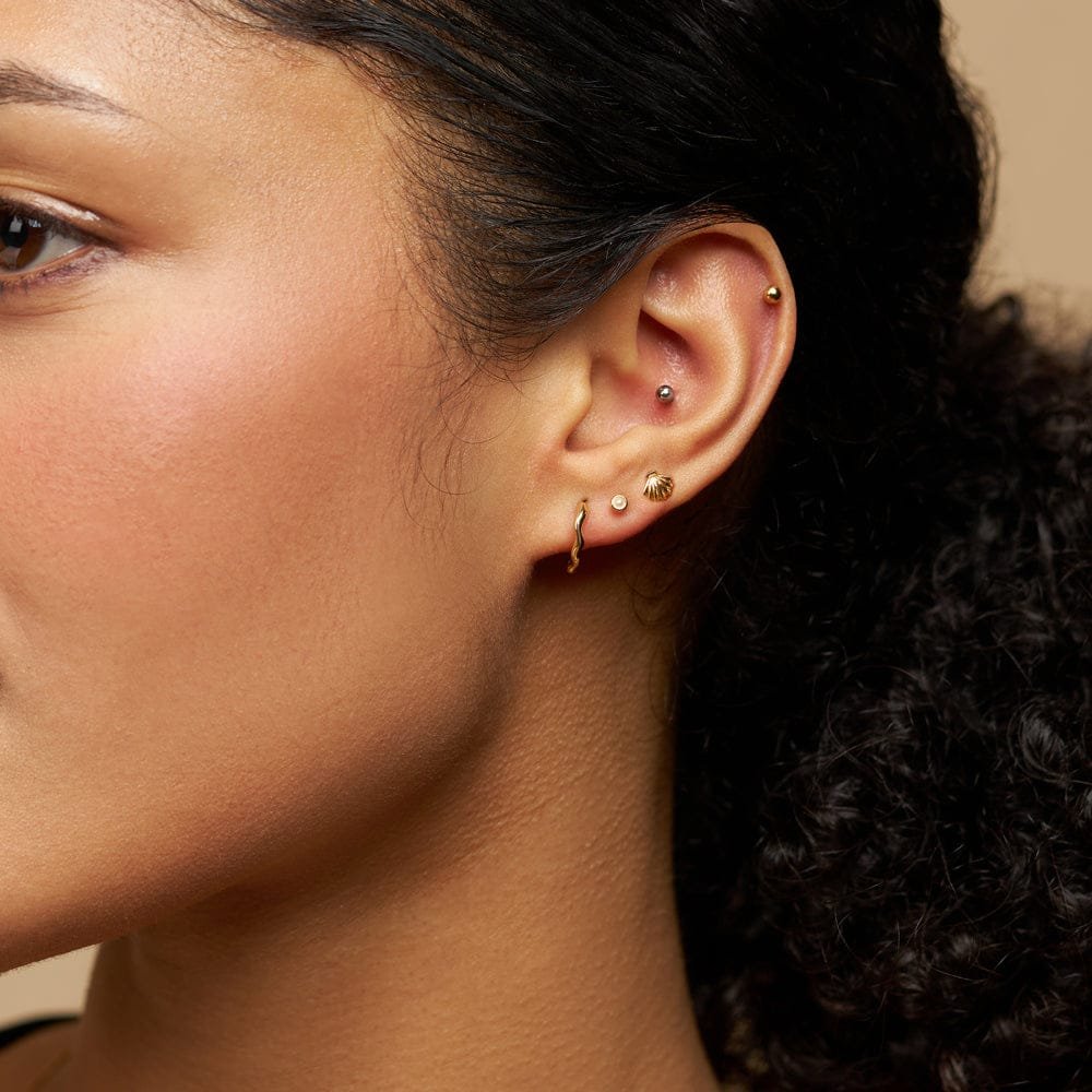 Shell & Wave Hoop Earring Stacking Set - Image 2