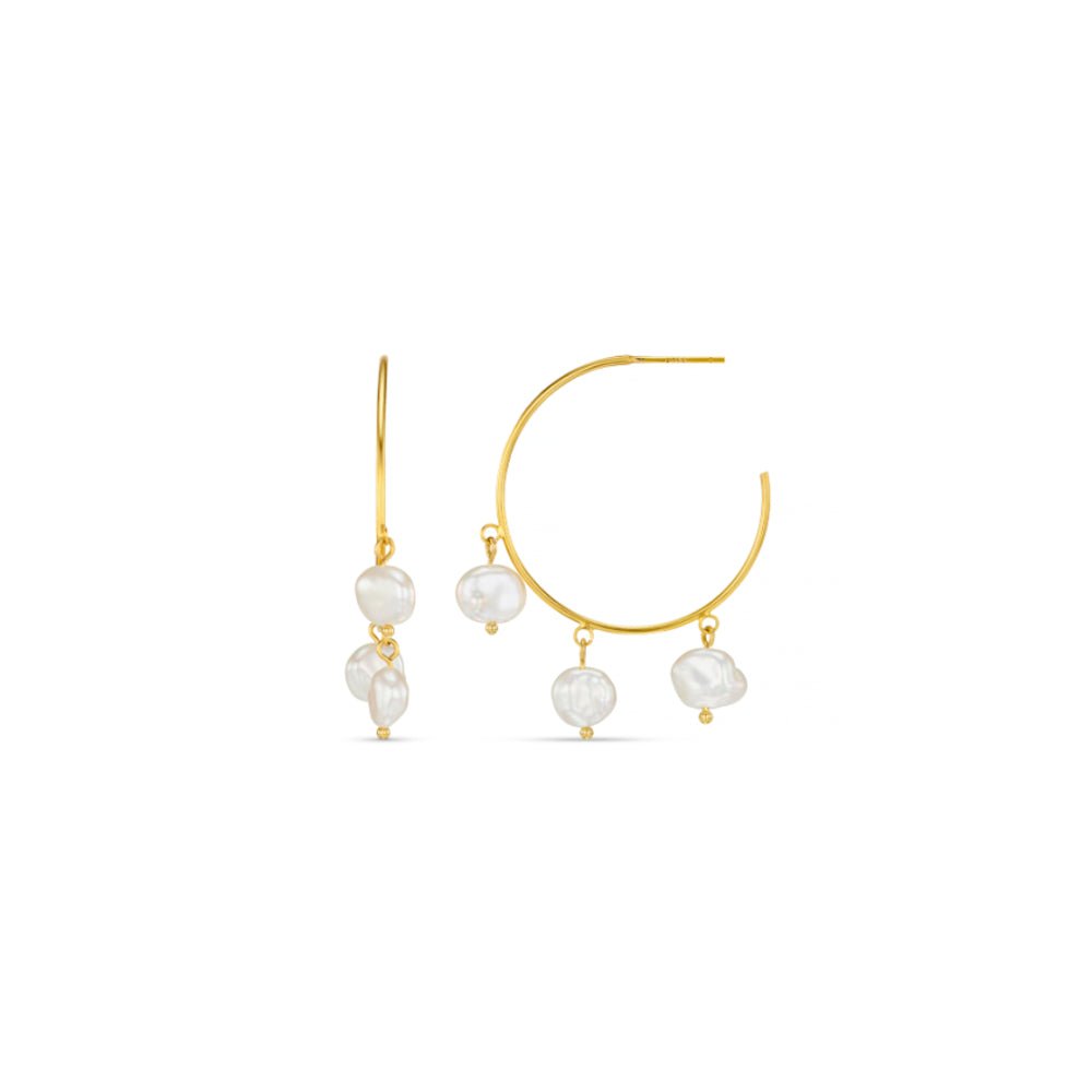 Fine Pearl Shaker Hoop Earrings