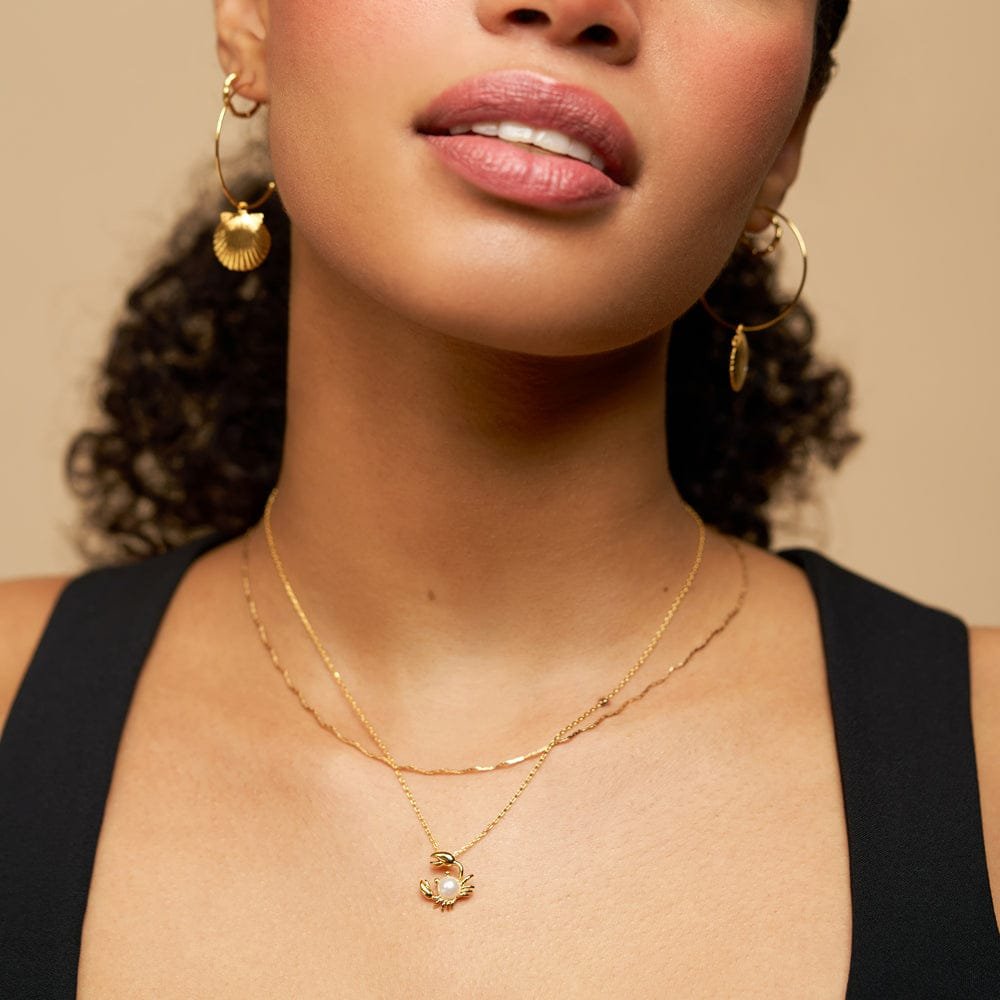 Pavé Shell Fine Hoop Earrings - Image 2