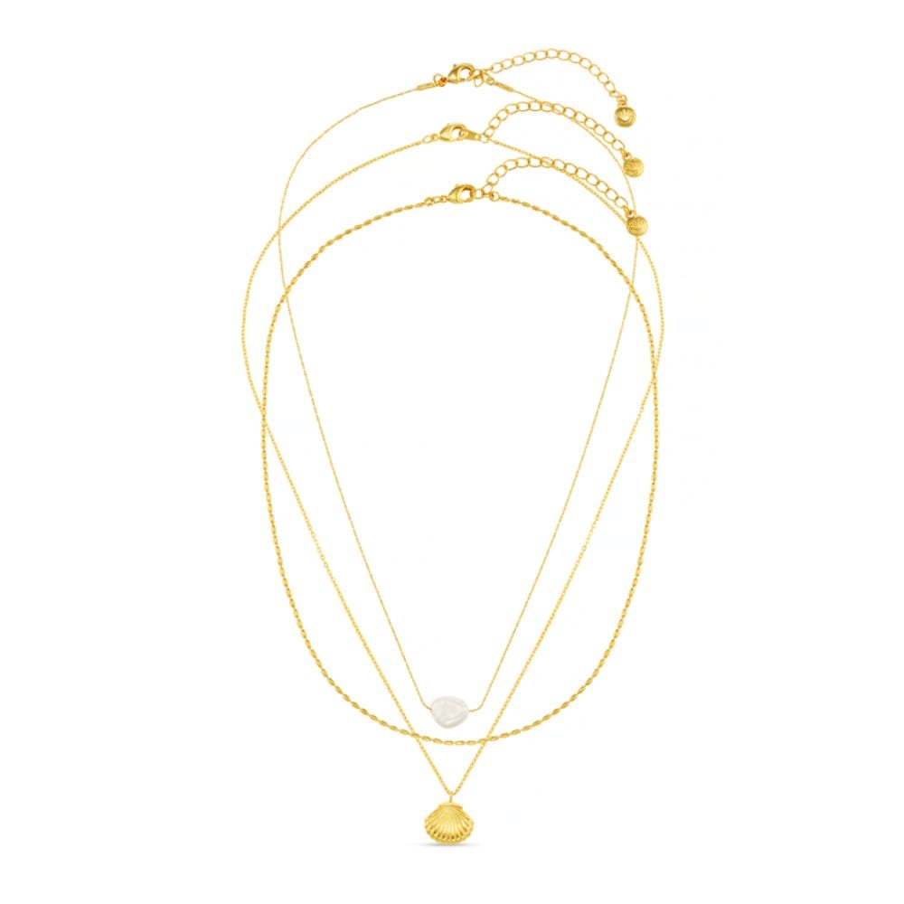 Pearl & Shell 3-Row Necklace - Image 3