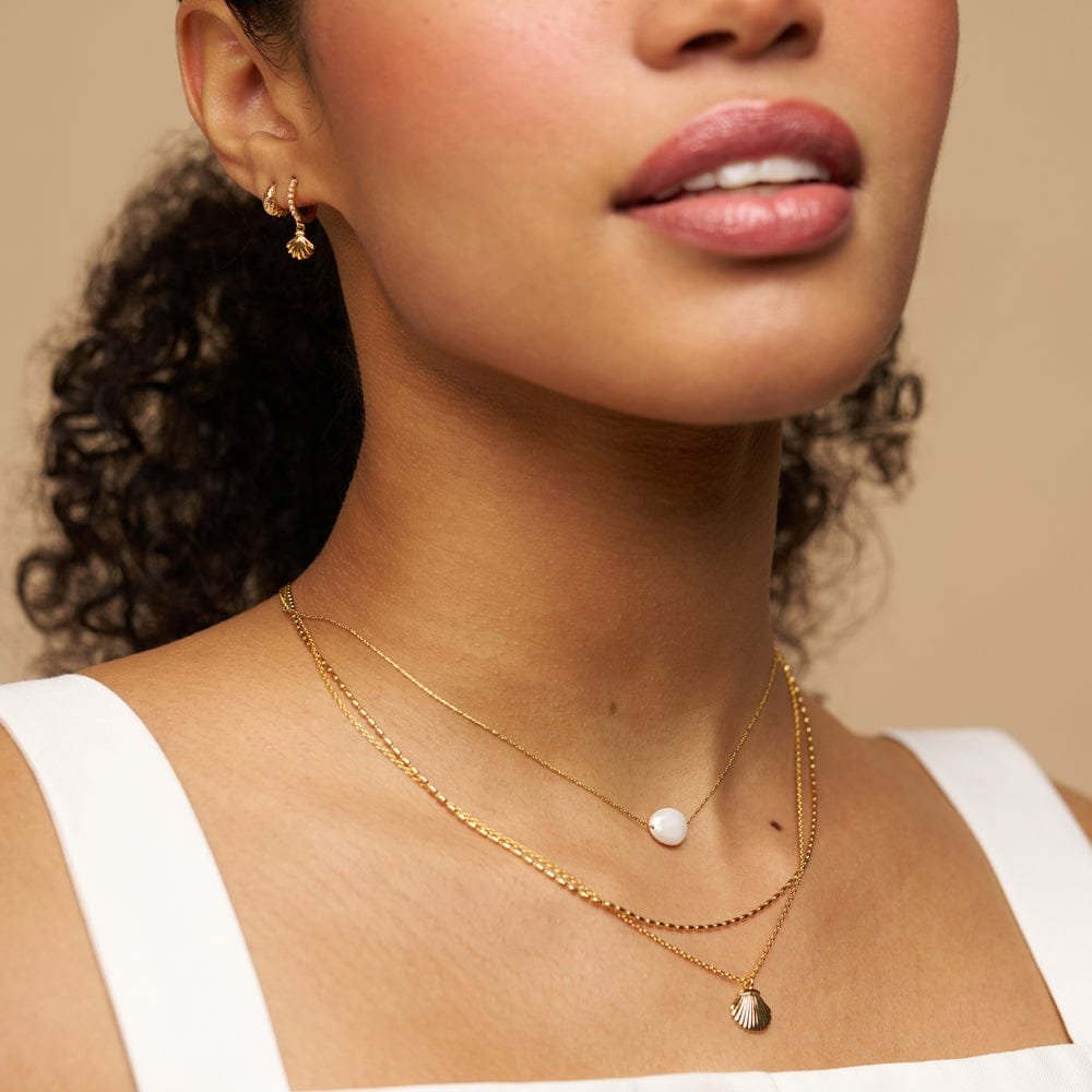 Pearl & Shell 3-Row Necklace - Image 2