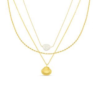 Pearl & Shell 3-Row Necklace