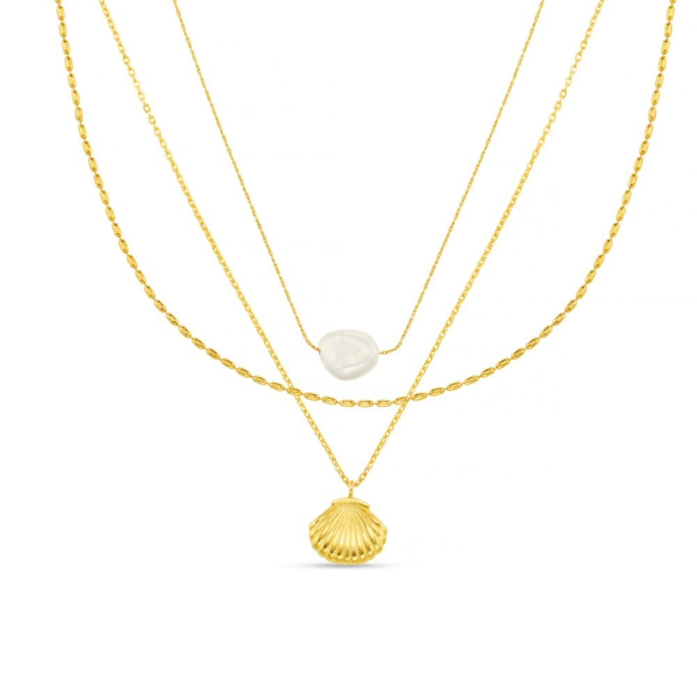 Pearl & Shell 3-Row Necklace