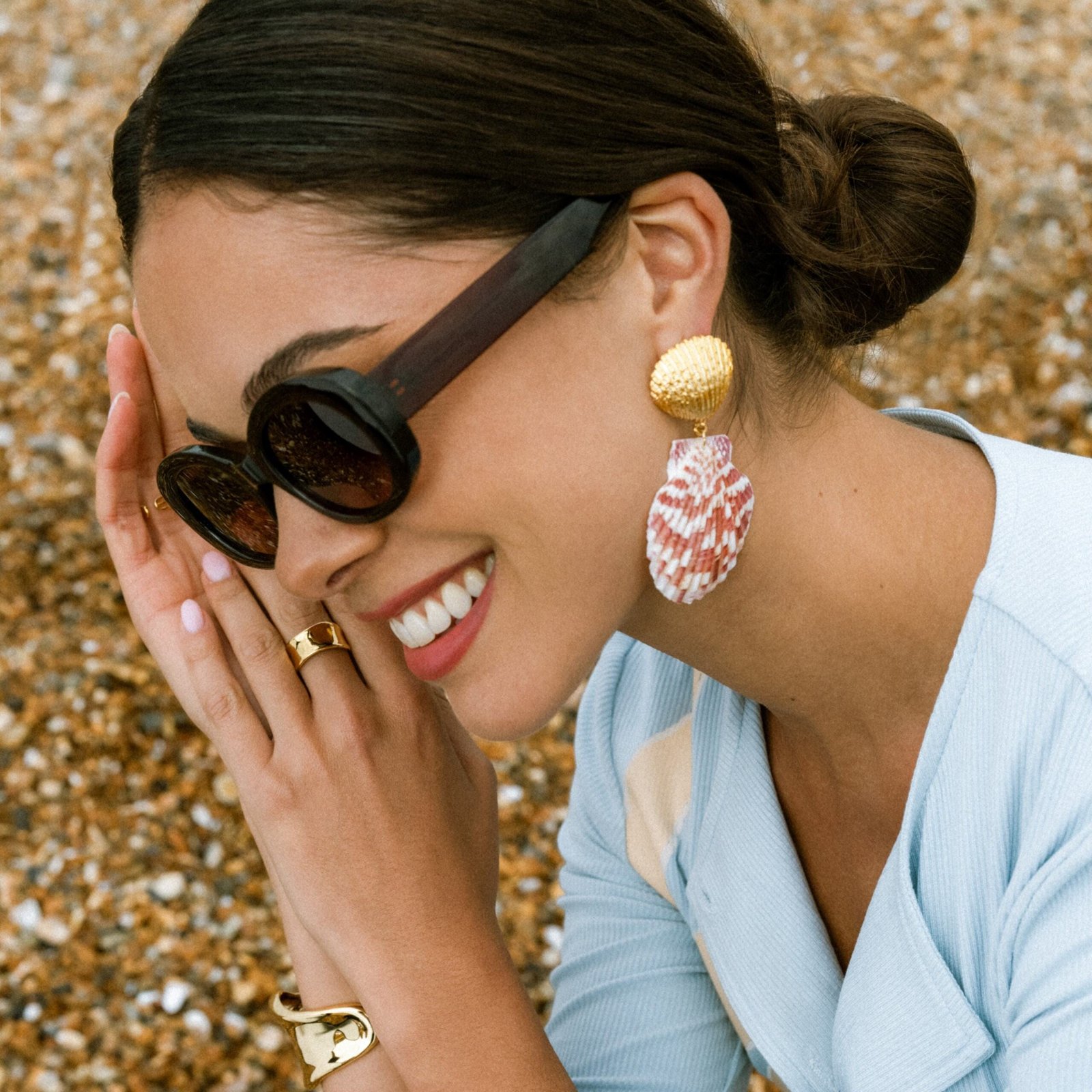 Statement Calico Shell Earrings - Image 3