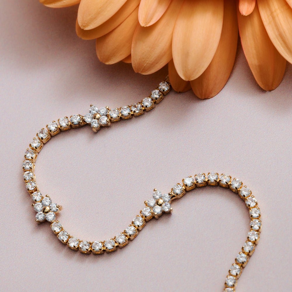 Flower Stationed Tennis Bracelet - Image 3